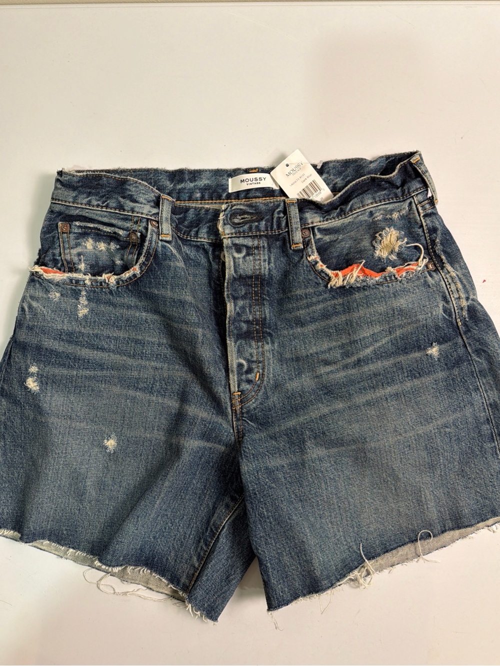 Moussy Distressed Denim Women's Shorts - Blue sz 28 NWT